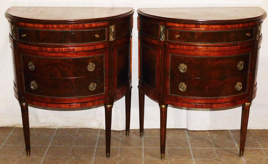 Pr Mahog Louis XVI Style Demilune Night Stands (1 of 6)