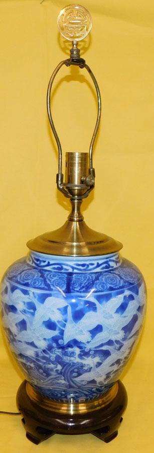Blue & White Porcelain Oriental Lamp (1 of 2)