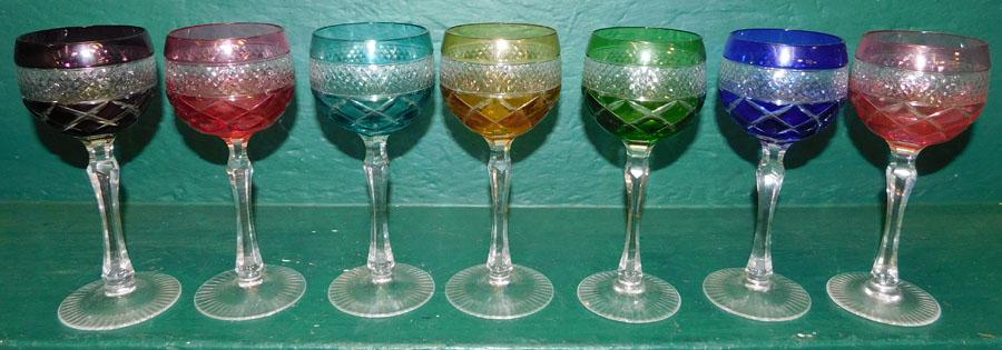 7 Pc Bohemium Cut To Clear Stemware (1 of 2)