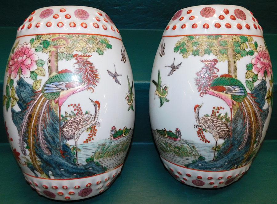 Pair Oriental Porcelain Wall Pockets (1 of 5)