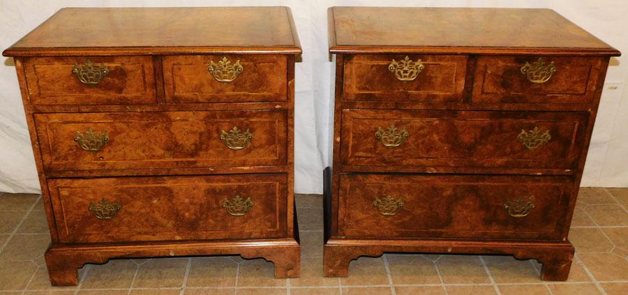 Pair Burl Walnut 2/2 Drawer Chest (1 of 6)