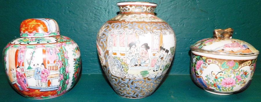 Two Oriental Porcelain Covered Jars & One Vase (1 of 10)