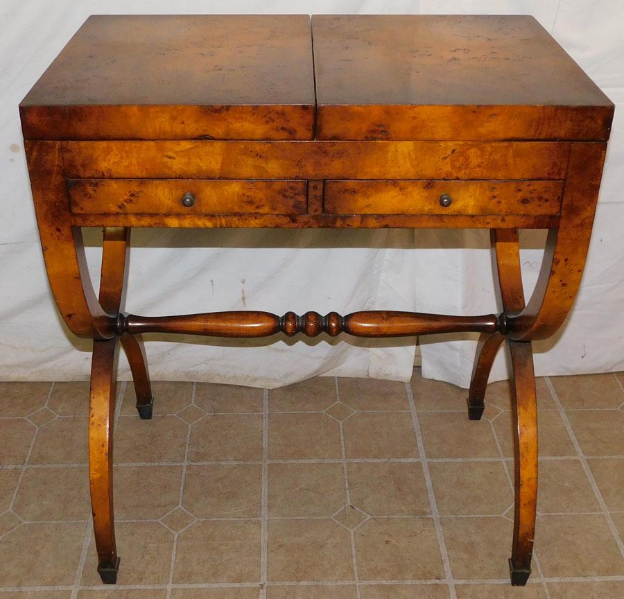 Contemp Burl Walnut Fold Over Dressing Table (1 of 11)