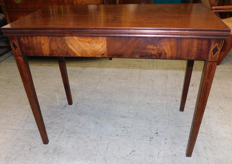 19th C Inlaid Fold Over Top Game Table: 19th C Inlaid Fold Over Top Game Table . 36 1/2" W 17 3/4" D 29 1/2" H