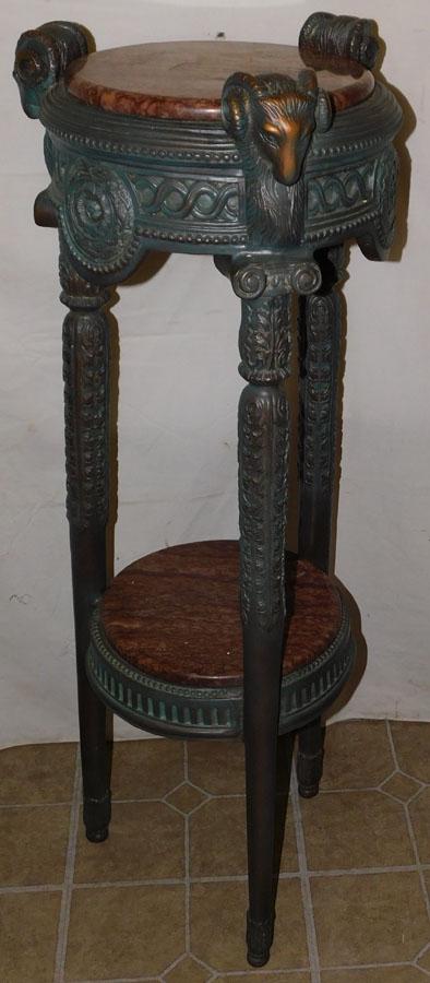 Painted 2 Tier Marble Top Ram's Head Stand (1 of 3)