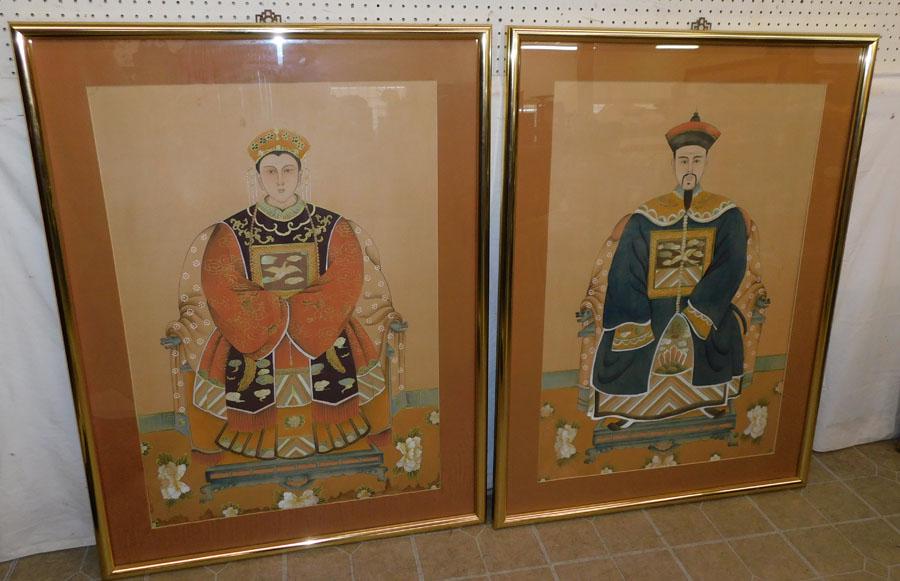 Pr Brass Framed Oriental Watercolors of Nobleman (1 of 8)