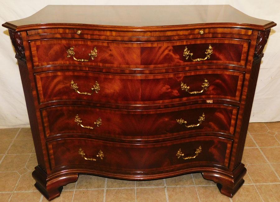 Mahogany Satinwood Banded Chest w/ Slide: Mahogany Satinwood Banded Chest with Slide by Maitland Smith . 41 1/2" W 18 3/4" D 33" H