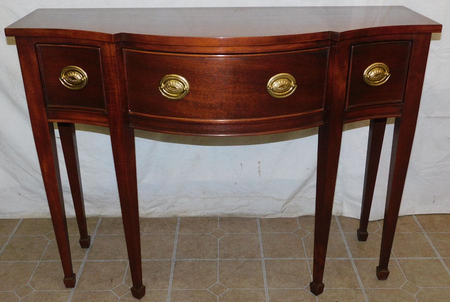 Mahogany Bowfront 3 Drawer Foyer Table (1 of 4)
