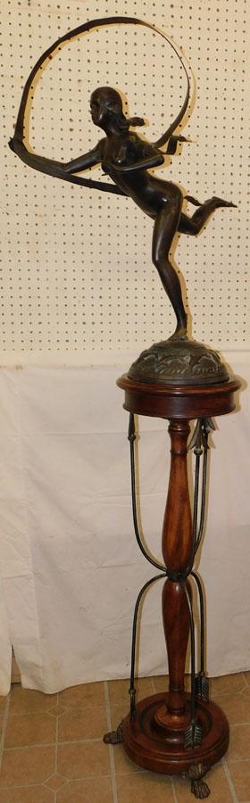 Bronze Sculpture on Mahog & Wrought Iron Stand (1 of 4)