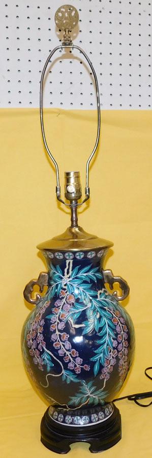 Porcelain Paint Decorated Urn Lamp (1 of 3)