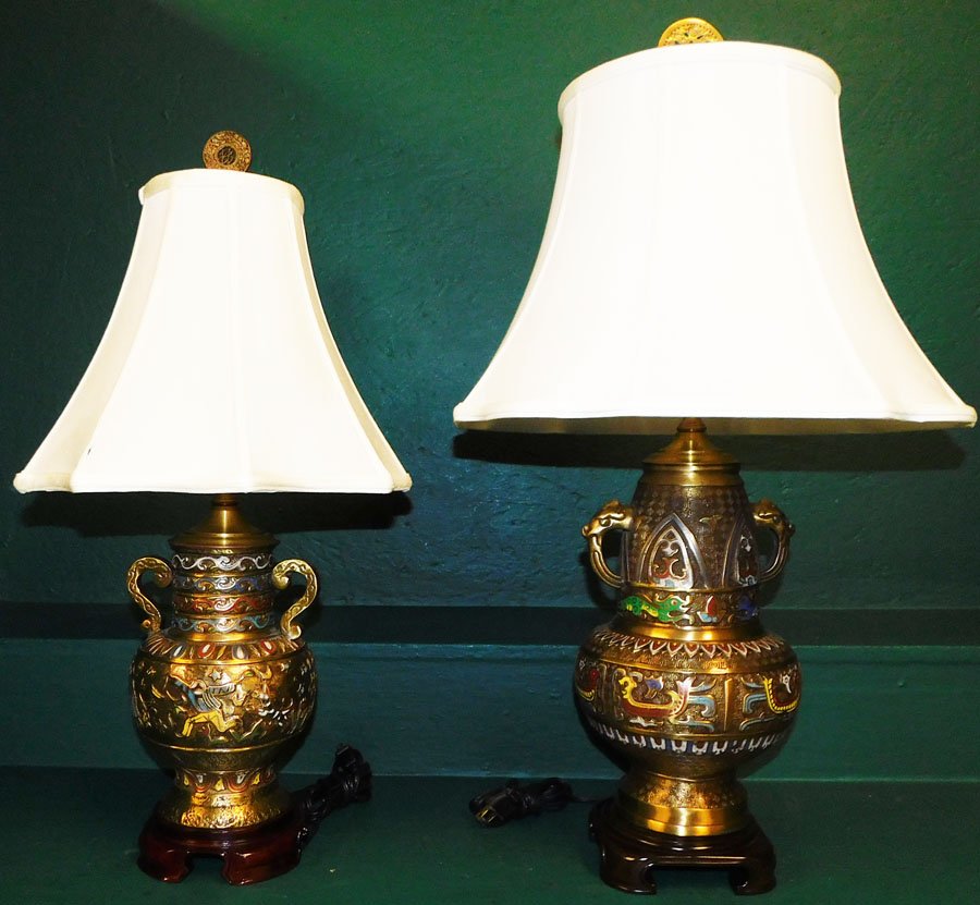2 Champleve Urns Made Into Lamps (1 of 6)