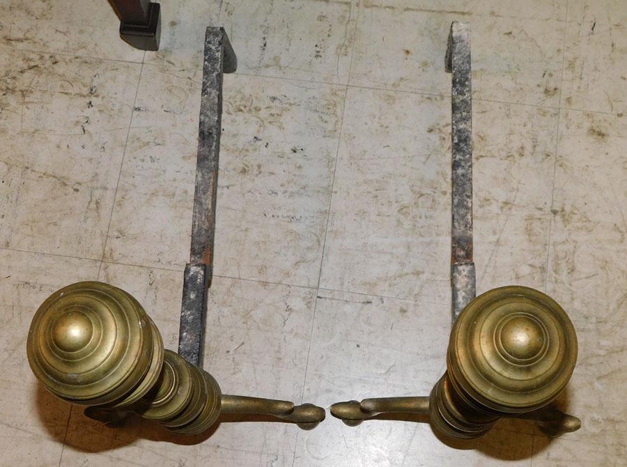 Pair of 19th C Brass Andirons (1 of 1)