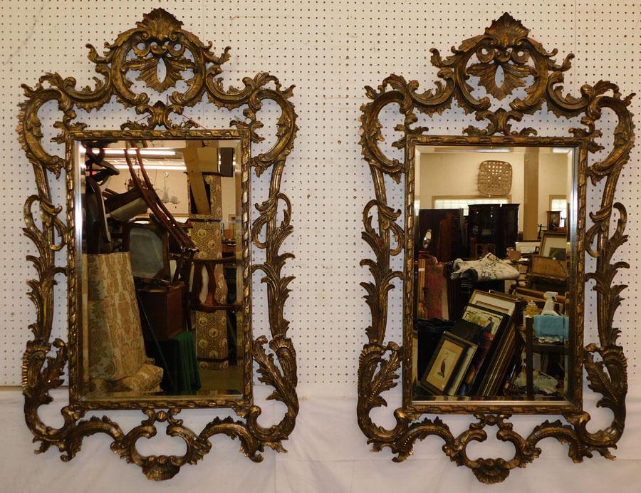 Pair of Large Open Carved Gilt Wood Mirrors (1 of 8)
