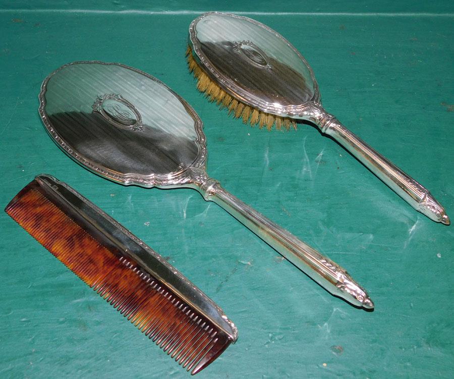 Sterling Hand Mirror, comb, & Brush (1 of 4)