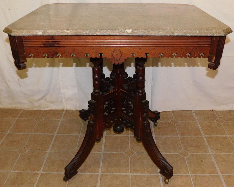 Walnut Victorian Marble Top Table (1 of 4)