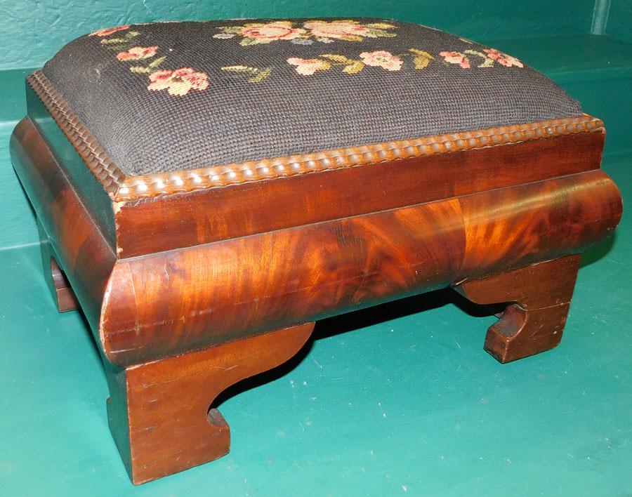Mahogany Empire Footstool with Needlepoint Top (1 of 3)