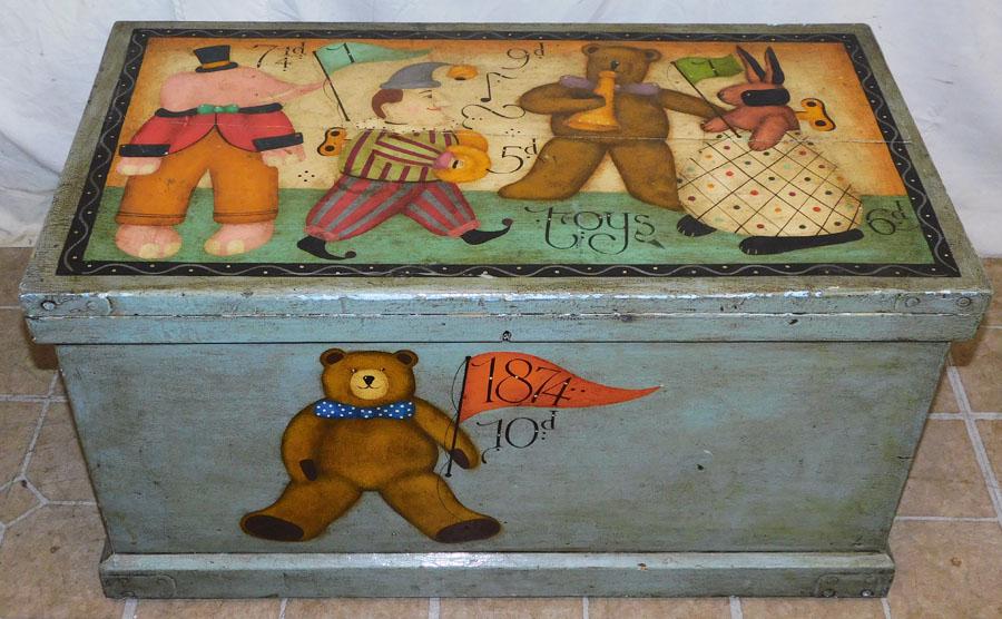 Antique Paint Decorated Child's Trunk (1 of 6)