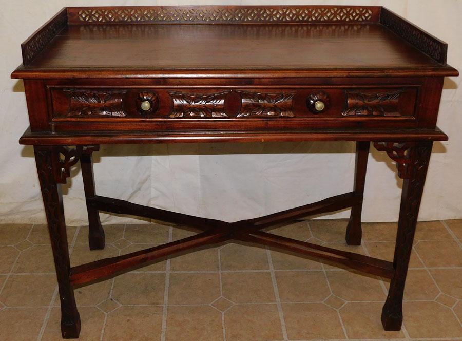 Chinese Chippendale Mahogany Writing Table (1 of 5)