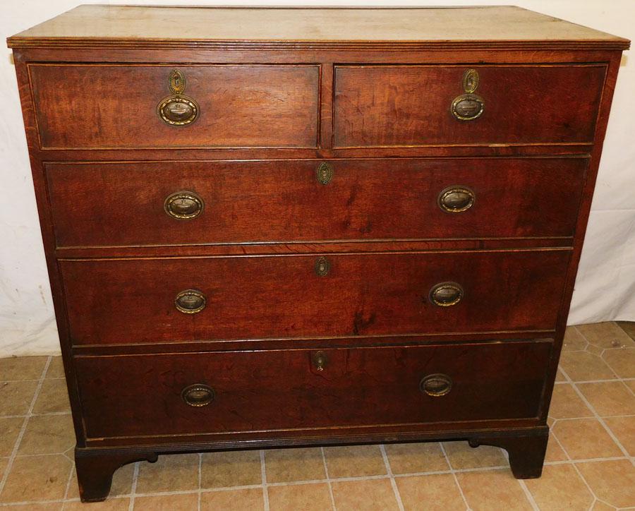 19th C English Oak 2/3 Chest, (1 Molding Missing) (1 of 5)