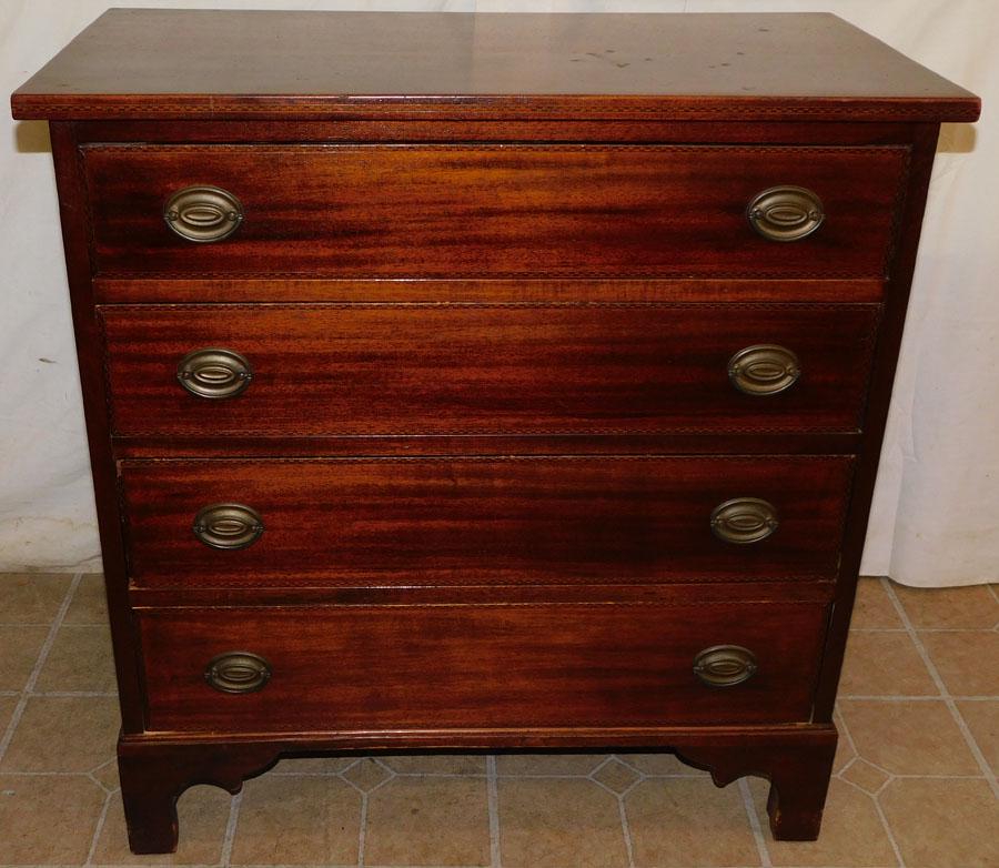Mahogany Inlaid 4 Drawer Bachelor's Chest (1 of 5)