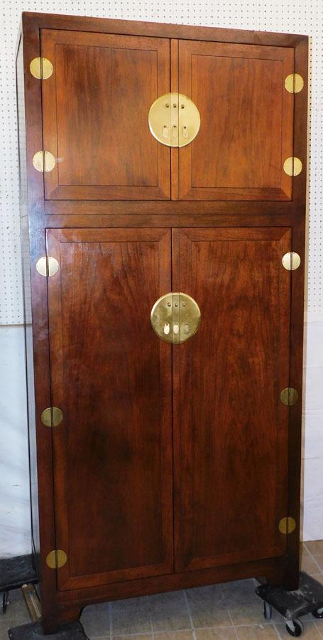Mahogany Oriental Gentleman's Cabinet by Baker: Mahogany Oriental Gentleman's Cabinet by Baker. 38 1/4" W 19 1/4" D 80 1/4" H