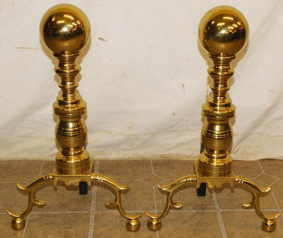 Pair of Canonball Andirons by VA Metal Crafters: Pair of Canonball Andirons by VA Metal Crafters . 20 1/2" H