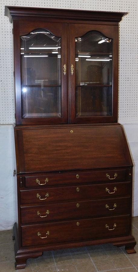 Henkel Harris Mahogany Gl Door Slant Front Secretary (1 of 9)