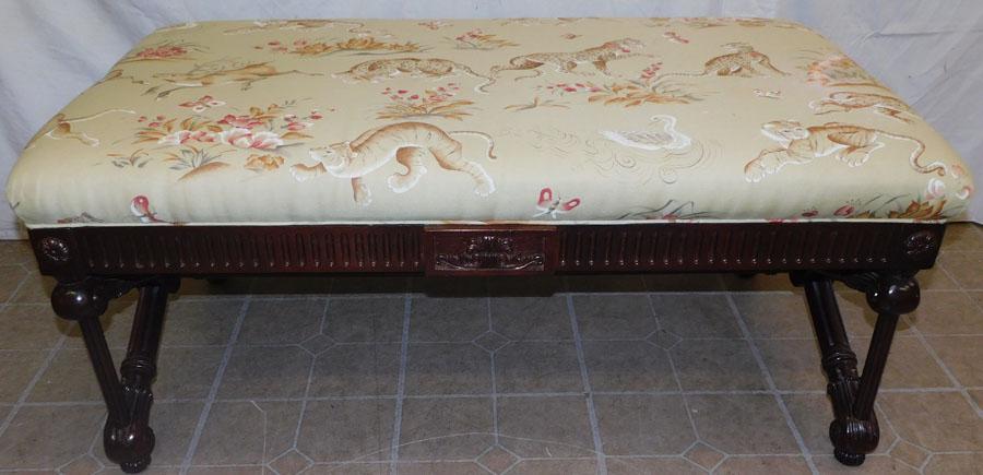 Carved Mahogany & Upholstered Window Bench (1 of 6)