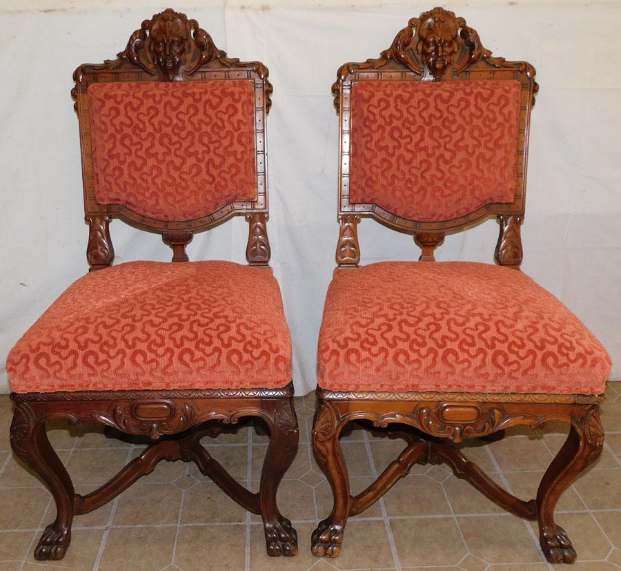 Pair of Carved Walnut Side Chairs (1 of 5)