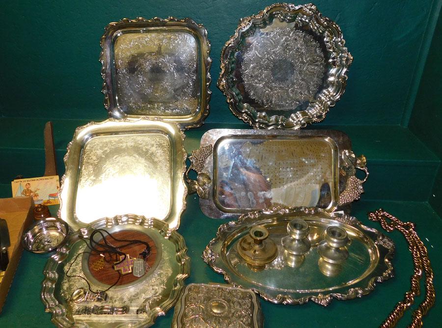 Lot of Silverplated Trays & Dresser Box (1 of 5)