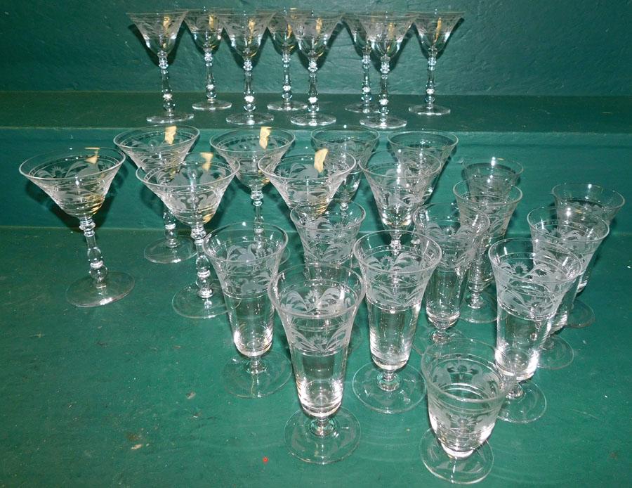 Lot of Etched Stemware (1 of 3)