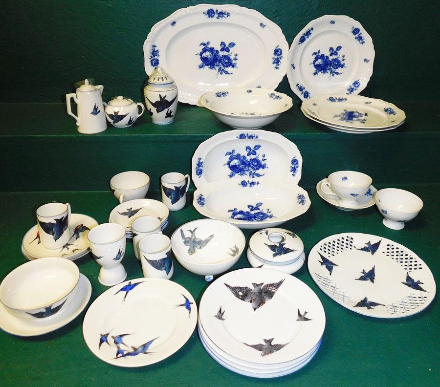 Lot of Porcelain Platters & Dessert Set: Lot of Porcelain Platters & Dessert Set.