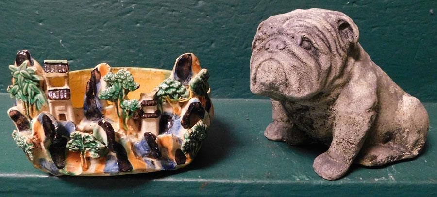 Porcelain Jardiniere & Concrete Dog Statue (1 of 5)
