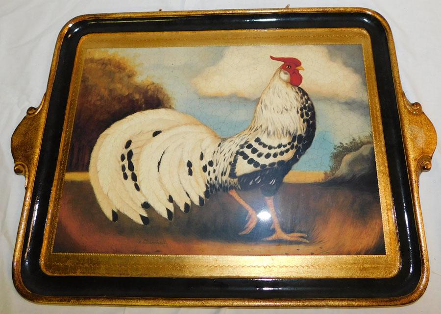 Rooster Paint Decorated Tray (1 of 4)