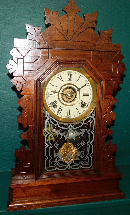 Carved Walnut Mantel Clock (1 of 4)