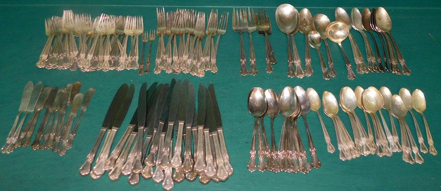 166 Pieces of Floral Motif Old Company SP Flatware (1 of 8)