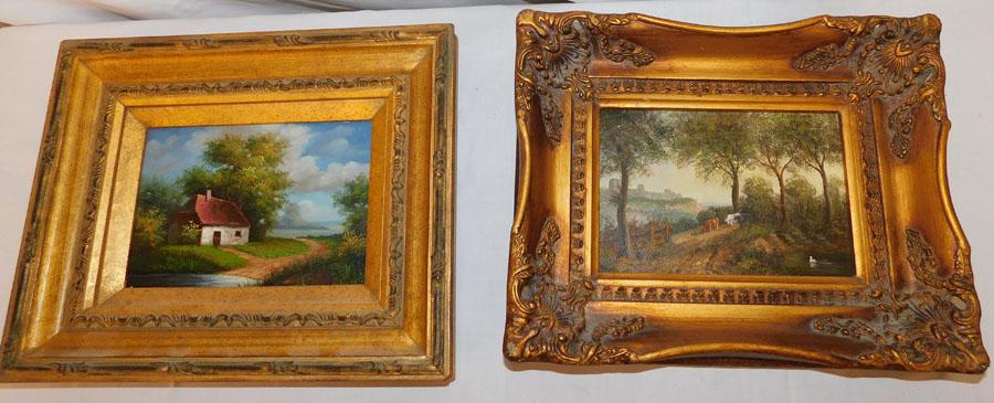 2 OOB Paintings, (1 of a Castle Scene, 1 of a Lake (1 of 4)