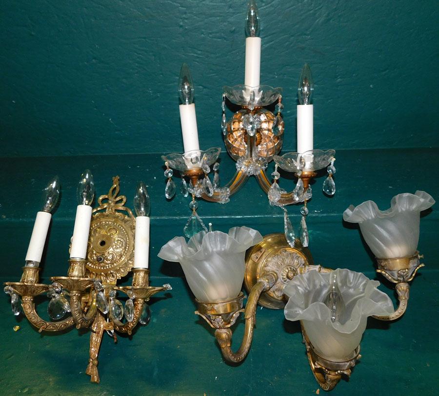 Lot of 4 Brass & Bronze Wall Sconces (1 of 4)