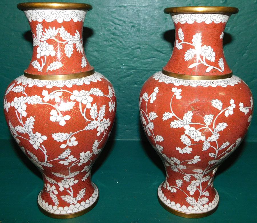 Pair of Cloisonne Vases, (Some Dents) (1 of 5)