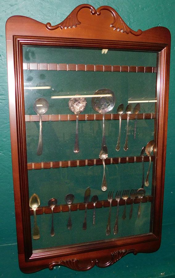 Hanging Mahogany Spoon Rack with Contents (1 of 3)