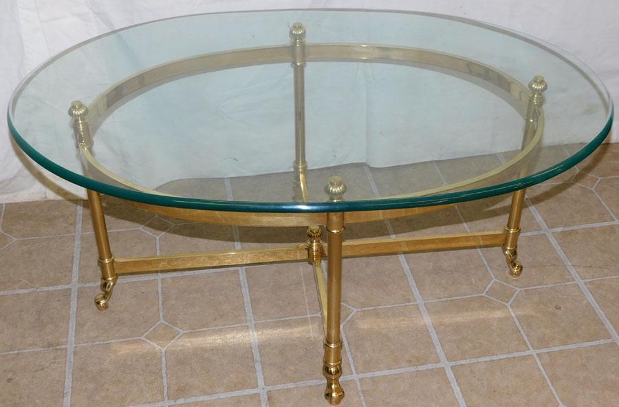 Brass & Glass Top Oval Tea Table (1 of 3)