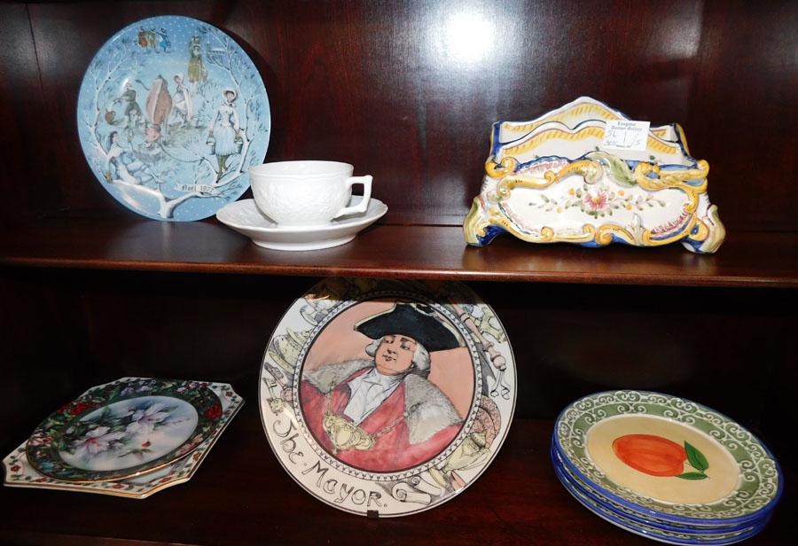 Faience Style Letter Holder, Plate, & Cup/Saucer (1 of 8)