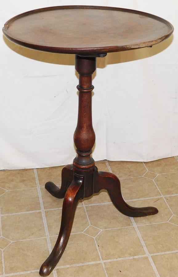 18th C English Oak Dish Top Candlestand, (As Is) (1 of 5)