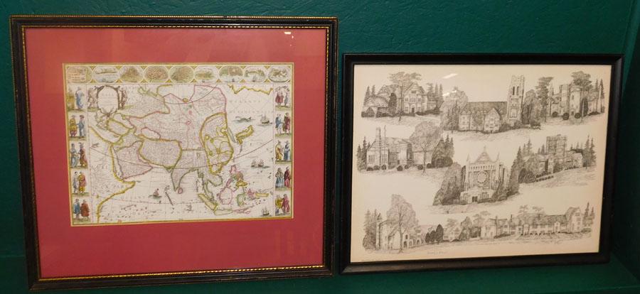 Framed Map of Asia & Framed Print of University of (1 of 3)