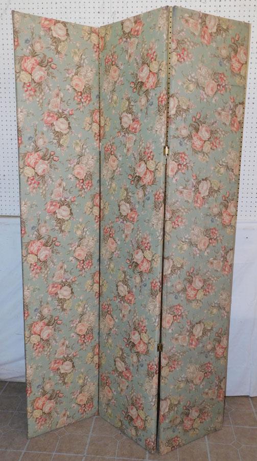 3 Panel Floral Upholstered Room Divider: 3 Panel Floral Upholstered Room Divider . 45 3/4" W 80 1/2" H