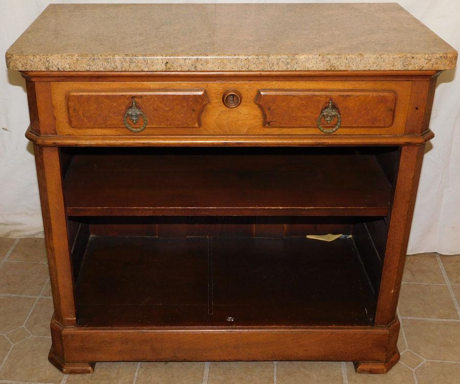 Walnut 1 Drawer Stand with Granite Top (1 of 6)