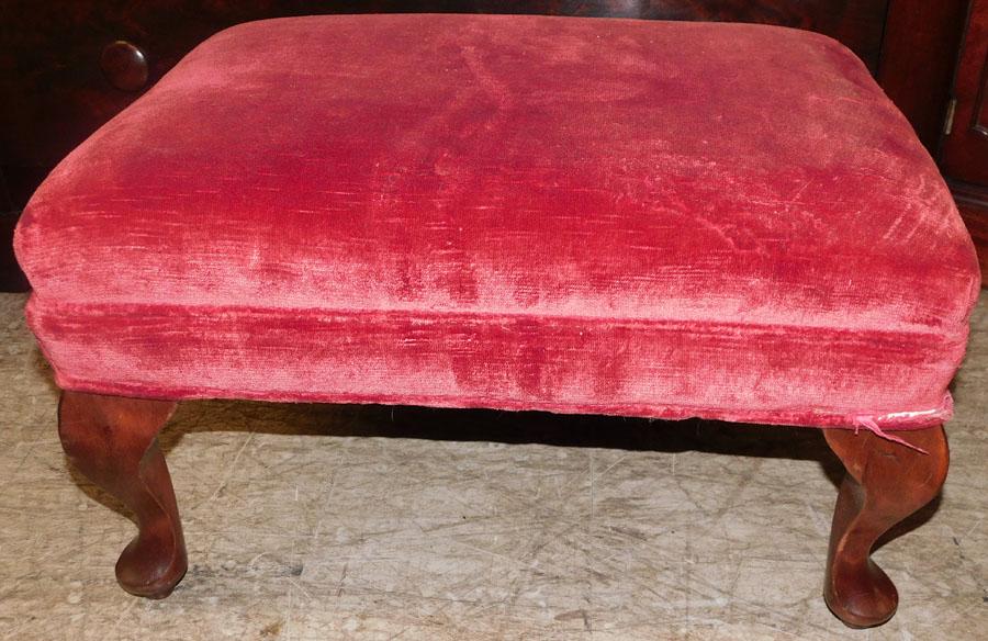 Mahogany Upholstered Top Ottoman (1 of 1)