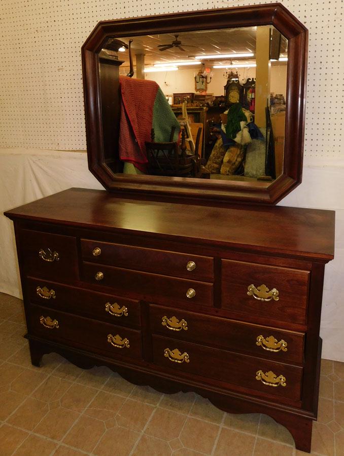 Cherry 8 Drawer Dresser with Mirror (1 of 8)