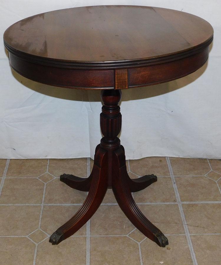 Mahogany Drum Table: Mahogany Drum Table. 22" Dia 23 1/2" H