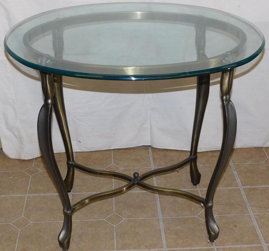 Glass Top Painted Metal Base End Table (1 of 2)